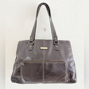 Strada Dark Brown Reversible Leather Shoulder Bag